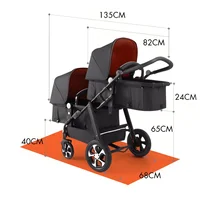 Poussette double pour jumeaux, poussette double de haute qualité pour 2 enfants, pliable également, avec siège auto inclus. 4