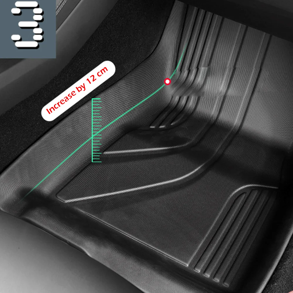 All Inclusive TPE Floor Mats All Weather Rear Trunk Storage Mat Anti slip Pads Waterproof Accessories for Tesla Model 3 Highland