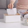 Portable Tissue Box Holder With Lid Removable Tissue Box Mini Tissue Storage Tube Holder Storage Box Desktop Napkin Organizer 2