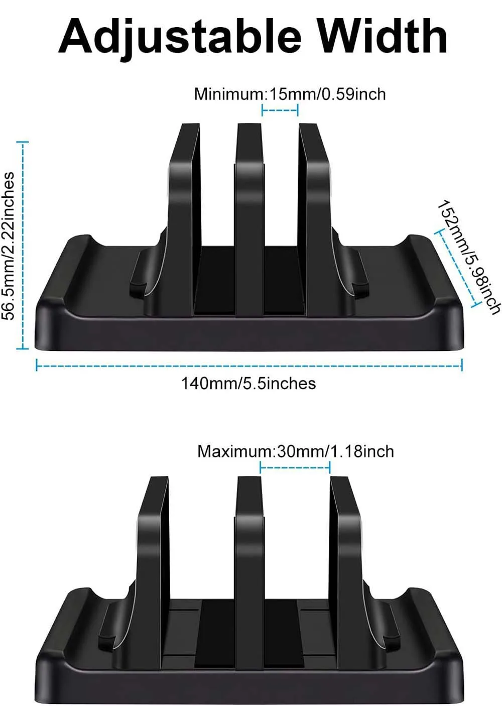 Suporte Vertical Ajustável do Suporte do Portátil do Duplo-entalhe Ajustável Desktop Notebook Dock Space-saving para o Livro do Cromo de Macbook hp Dell - Imagem 6