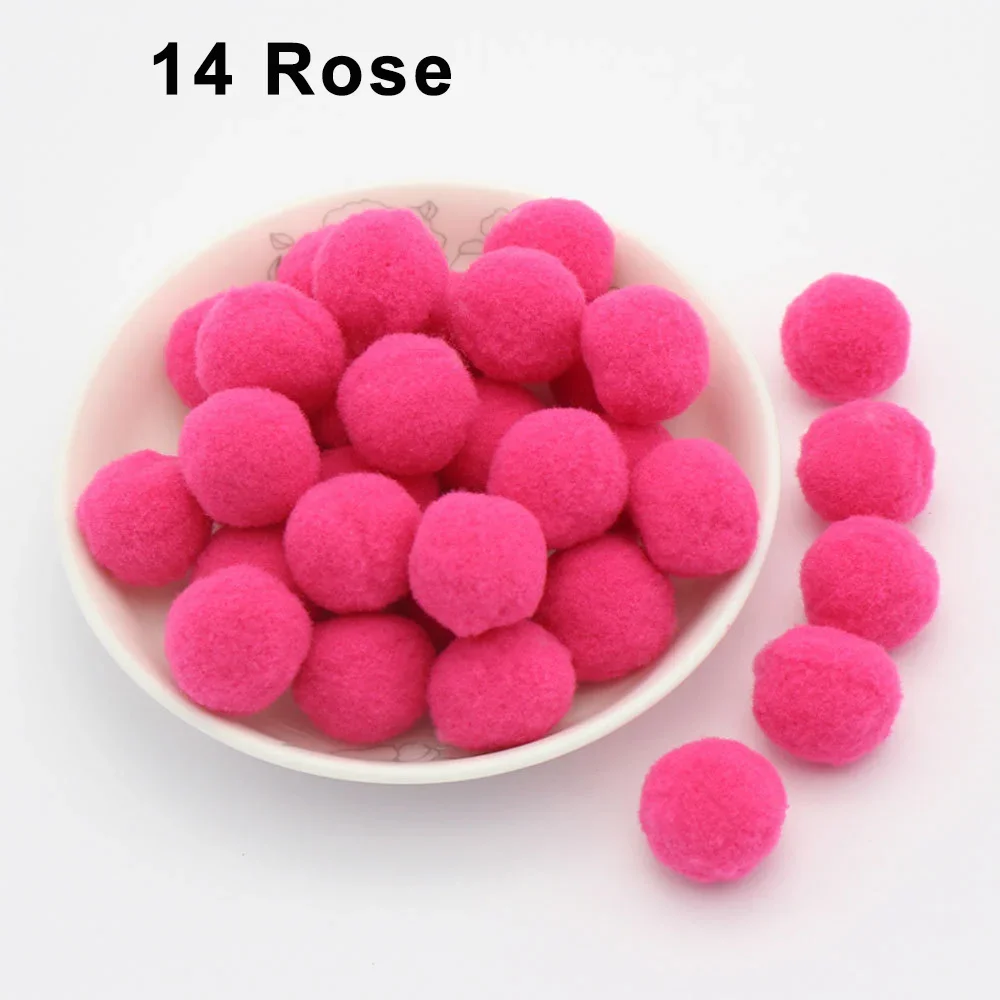 Assorted Fluffy Pom Pom Fur Balls for Crafting and Decor - Various Sizes and Colors