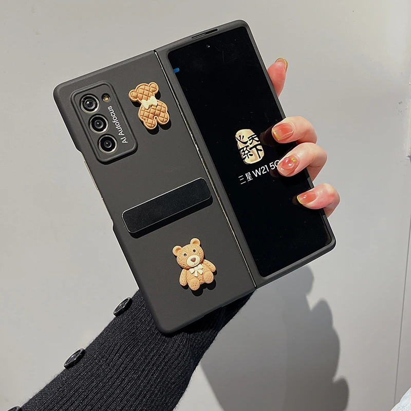 Cute Brown Grey Bear Samsung Phone Case for Samsung Galaxy Z Fold 3 (5G)  (SM-F926) –