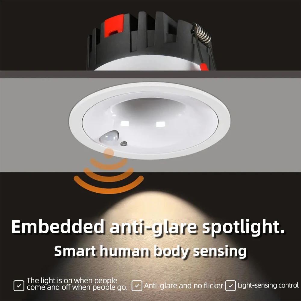 5W 7W 12W PIR Motion Sensor Downlight AC85-265V Recessed Ceiling Light For Corridor Living Room Kitchen Decor Lighting led downlight,recessed ceiling spotlight,ceiling lamps