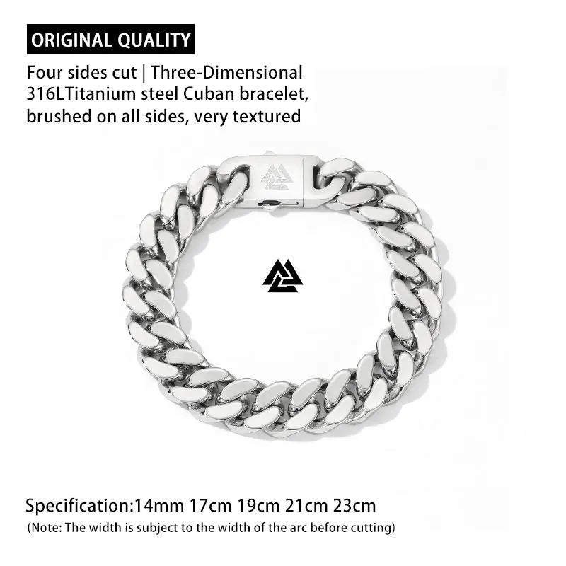 Viking Cast Cuban Chain Men's Bracelet Stainless Steel Fine Polished Chain Four Sides Cut Boyfriend Gift chain bracelet stainless steel bracelets stainless steel jewelry