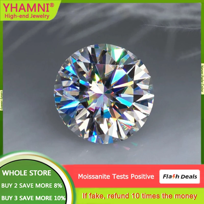 Solitaire Diamond 0.5 Carat D Color Moissanite Round Brilliant 5mm Loose Moissanite Stone VVS1 Excellent Cut Grade Test Positive