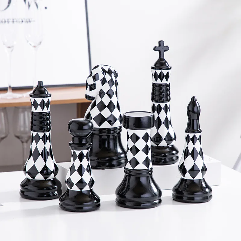 6 Pcs Set Creative Ceramic Black And White Chess Pieces Decoration Office Desktop Ornaments Book Shelf Chess Pieces Crafts Decor 15 6 Pcs Set Creative Ceramic Black And White Chess Pieces Decoration Office Desktop Ornaments Book Shelf Chess Pieces Crafts Decor