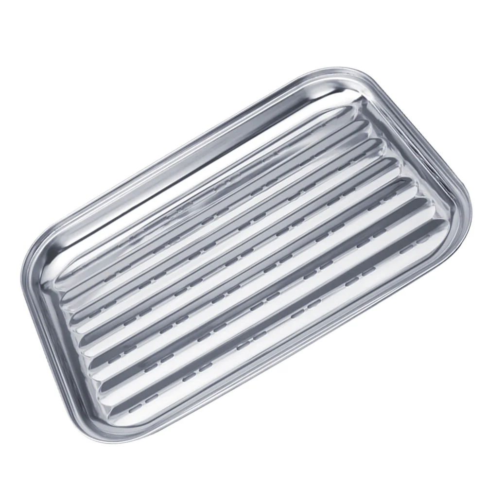 

Stainless Steel Grill Pan Barbecue Tray Plate Frying Bakeware Oven Camping Basket Household Baking Grilling Pizza