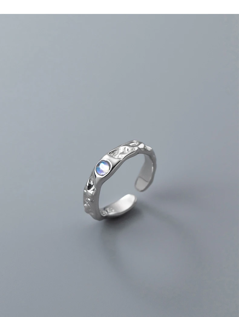 Modian Real 925 Sterling Silver Irregular Exquisite Adjustable Ring Moonstone Opening Rings for Women Birthday Jewelry Gift Modian Real 925 Sterling Silver Irregular Exquisite Adjustable Ring Moonstone Opening Rings for Women Birthday Jewelry Gift