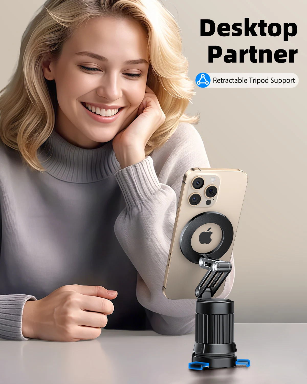 Eary Portable Travel Magnetic Phone Holder Stand With 360° Rotatable Adjustable Mount For Airplane Desk Train Seat Trip iPhone16