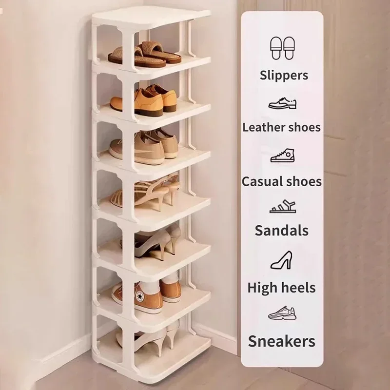 9-Layer Doorway Shoes Organizer Space-saving Narrow Shoe Storage Rack Wall Corner Stackable Plastic Shoes Rack Bedroom Furniture 5