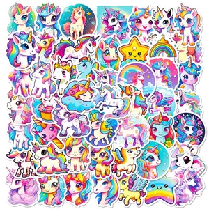 10/50pcs Cartoon Cute Rainbow Unicorn Stickers Pack for Kids Scrapbooking Laptop Travel Luggage Laptop Wall Car Decoration Decal