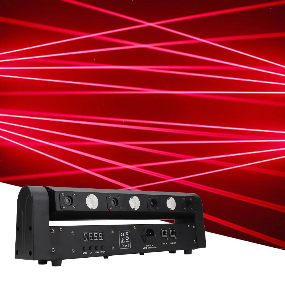 

YUER Newest 3X3W LED+4 Eyes Laser Effect Light DMX512 Disco DJ LED Music Party Beam Light Wedding Bar Club Xmas Red Laser Lights