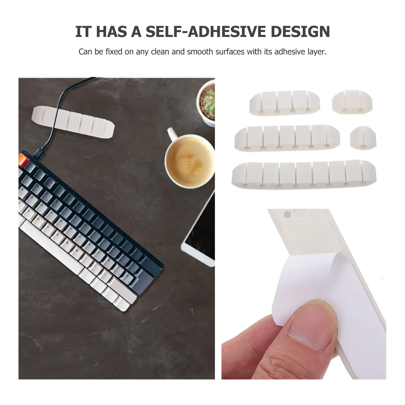 5Pcs 효율적인 케이블 정리기 USB 충전 케이블용 접착식 데스크탑 코드 키퍼 와이어 관리 공간 절약형 컴팩트 디자인