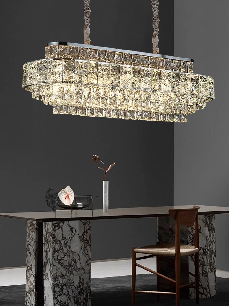 Luxury Glittering Crystal Long Pendant Lights Modern Lustres LED