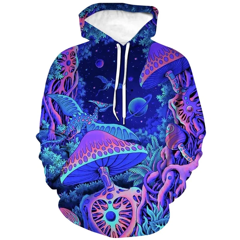 thumbnail image 1 of Sudadera con capucha con estampado 3D de arte abstracto de hongos, sudadera con capucha colorida e informal a la moda, sudadera con gráficos de talla grande para hombre, 1 of 5
