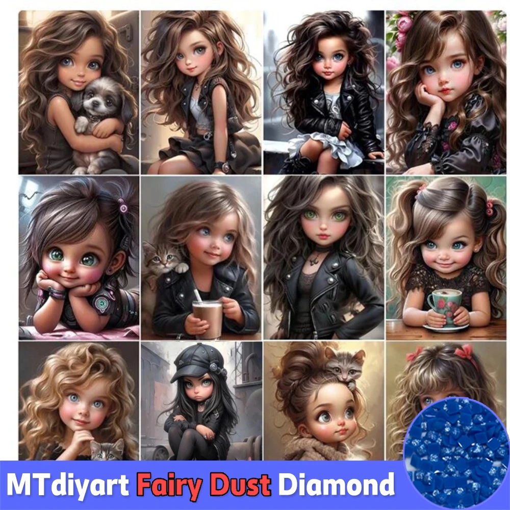 Cool Curly DIY 5D Diamond Painting Fairy Dust Drill 2024 Stempunk Handsome Girl Coffee Cat Mosaic Cross Stitch Kit Embroidery