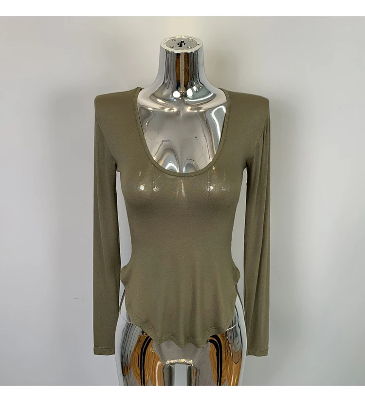 Frühling Sommer Sexy Slim Fit T-Shirt mit abgerundetem Saum, dünn, durchsichtig, vielseitiges Kurzarm-Top, 2026, modisches Damen-Langarm-T-Shirt – Detail 39