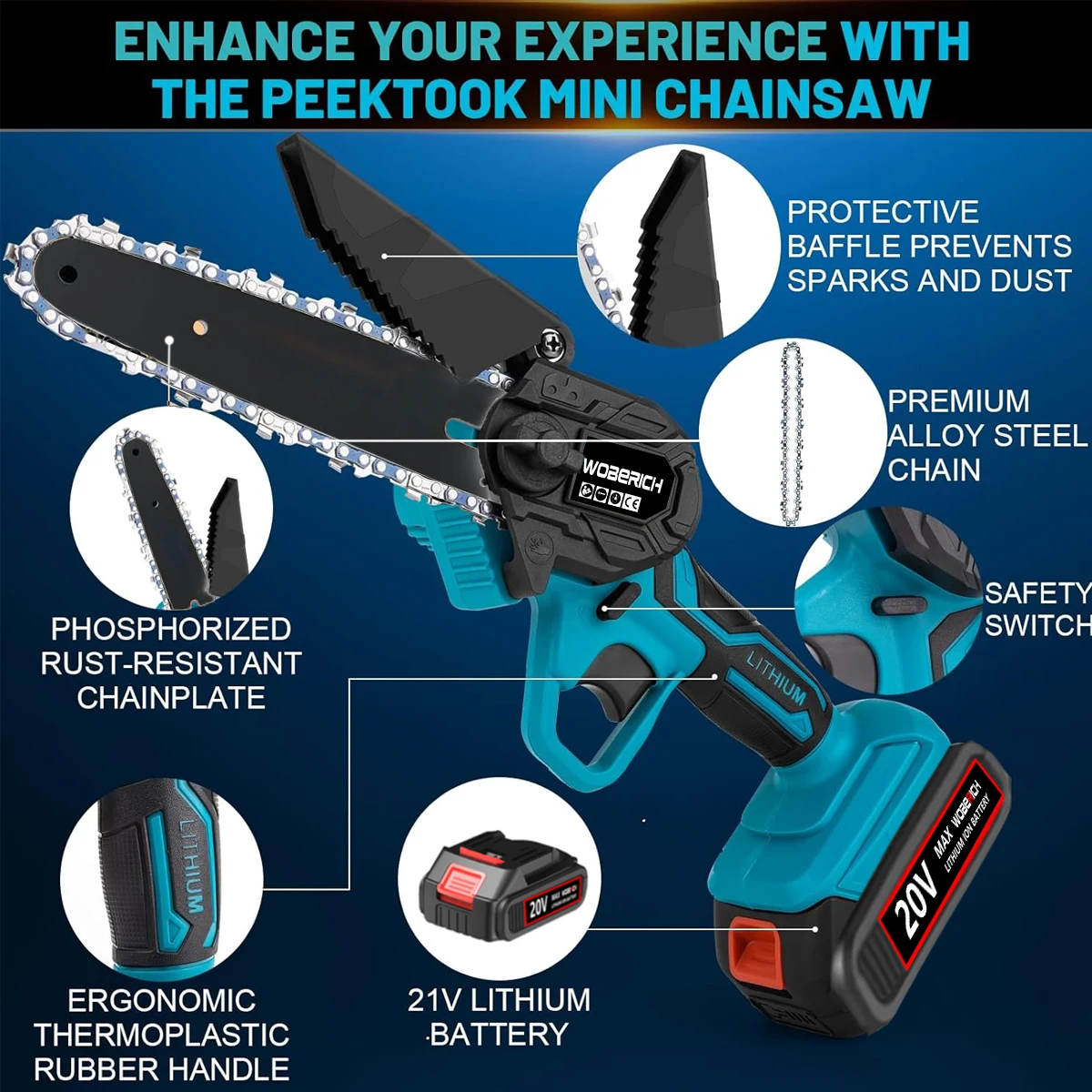 Mini Chainsaw Electric Chainsaw Electric Saw Mini Electric Saw 4 Inch/6 Inch Mini Electric Saw Chainsaw Fruit Tree Woodworking Garden Tools Hand Held Wood Cutters For Makiita 18V Battery
