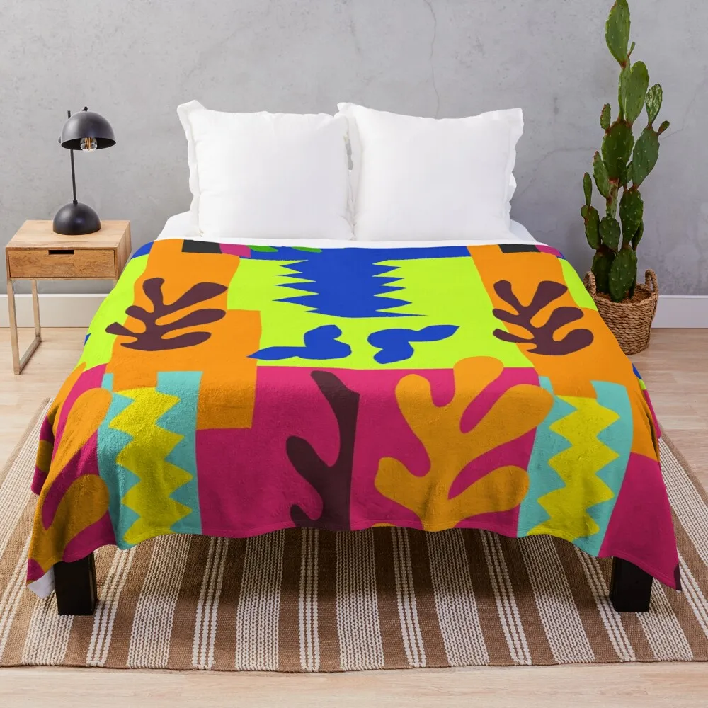 

Matisse Inspired Colorful Collage #3 Throw Blanket Decorative Sofa Blanket