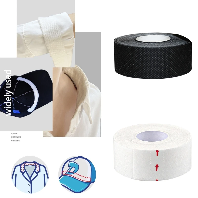 

8M Invisible Non-Woven Shirt Collar Sweat Pad Tape Self-Adhesive Disposable Hat Liner Absorbent Sticker for Women Men