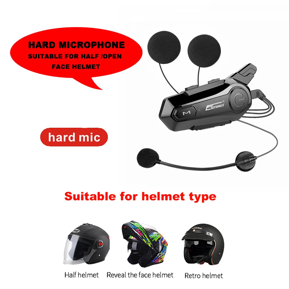 Kebidumei YP10 Bluetooth Motorcycle Helmet Intercom 300M Wireless  Intercomunicador 2000Mah Moto Walkie Talkie With Soft Hard Mic - AliExpress