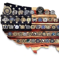 Wood America US Flag Challenge Coin Display U.S.Coins Stand Holds Challenge Coin Display Wooden  Collectible Coins 2