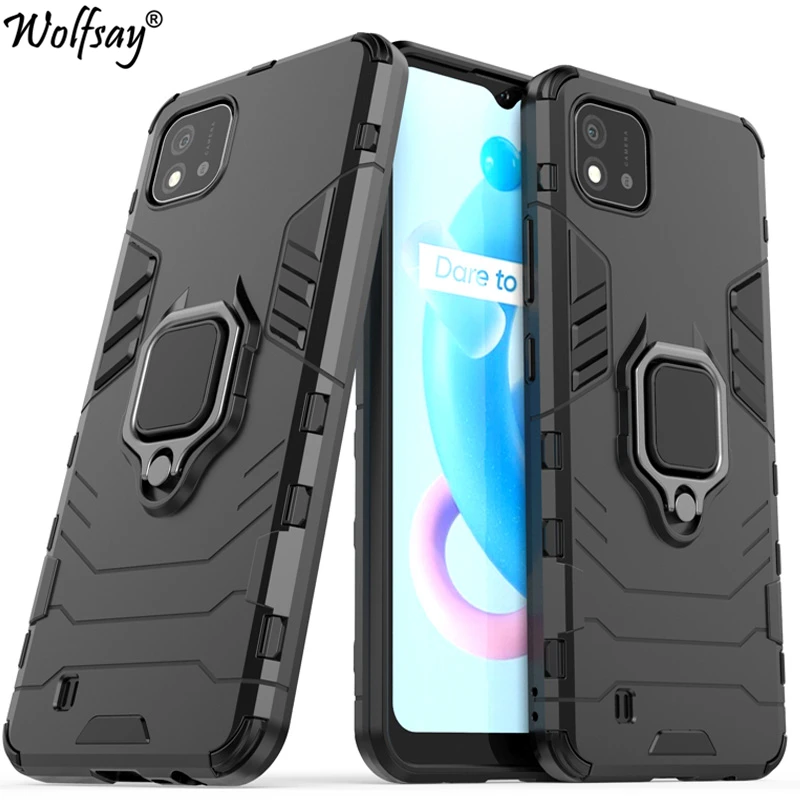 For Oppo Realme C11 2021 Case Bumper Armor Magnetic Suction Stand