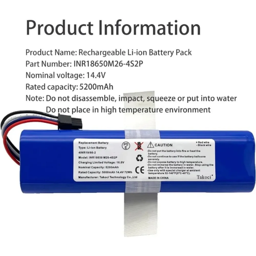 Batteria Li-ion 14.4V 5200mAh Per Eufy RoboVac L70 Hybrid – Sostitutiva T2190, INR18650M26-4S2P