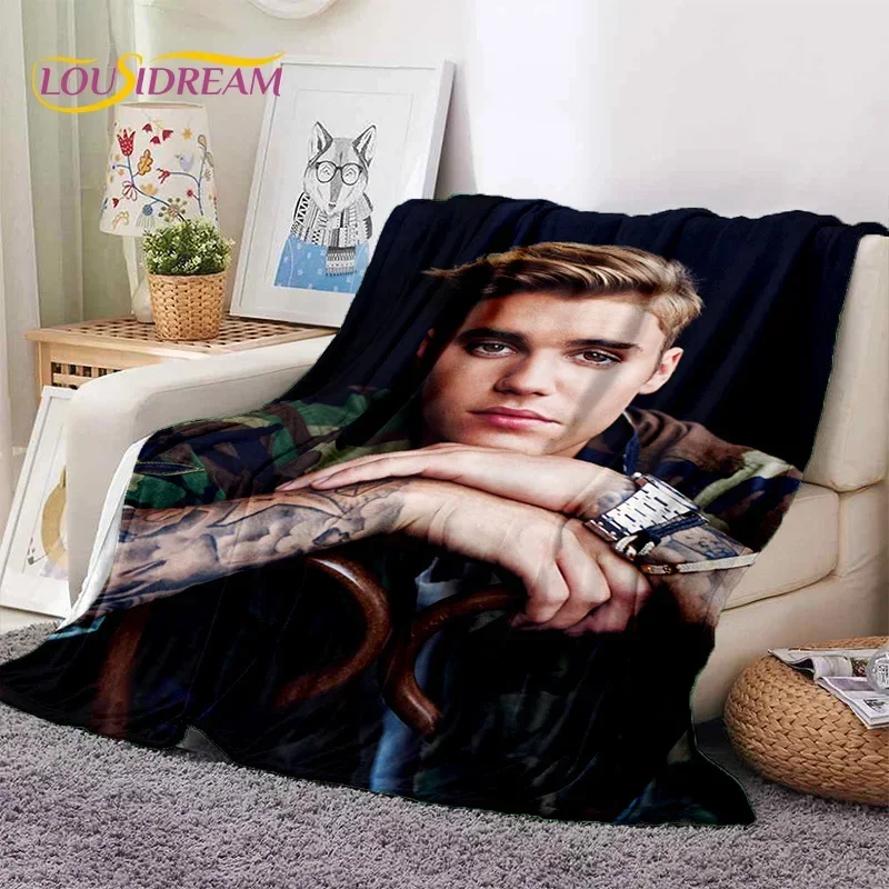 3D Justin Bieber Idol Singer Soft Blankets,Keep Warm Throw Blanket Comfortable Blanket for Picnic Beds Sofa Home Bedroom Gifts 5
