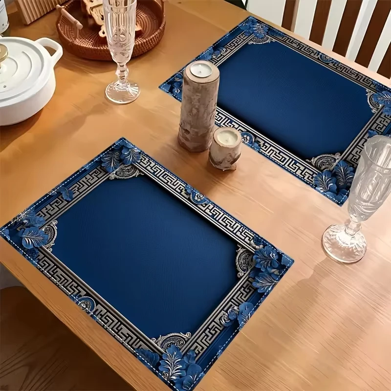 VIKAMA 4 قطع من المفارش الفاخرة ذات الضوء الأزرق ا...