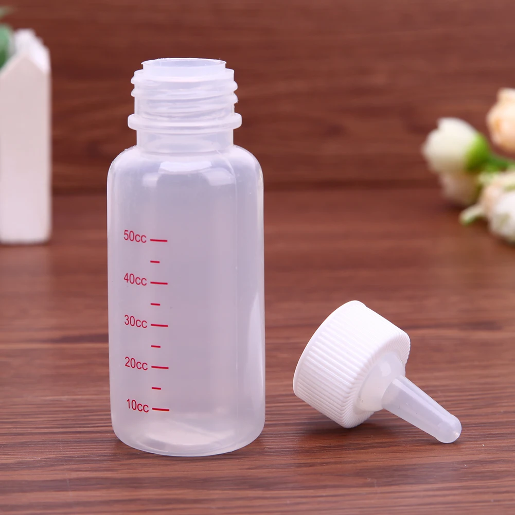 Transparent Newborn Baby Bottle with Cap 50ml Imebaby Baby Feeding Bottle Nipple-Squeezably Eco-friendly for Puppy Little Rabbit