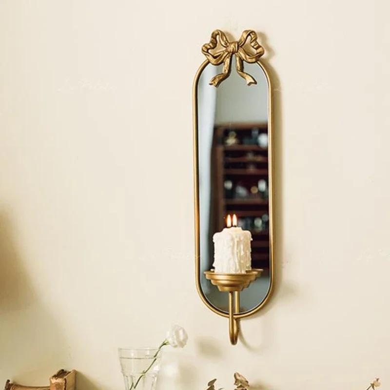 Ancient Wall Mirror Pendant The Iron Makeup Mirror Wall Hanging Candlestick Decoration Rack Home Decor Porch