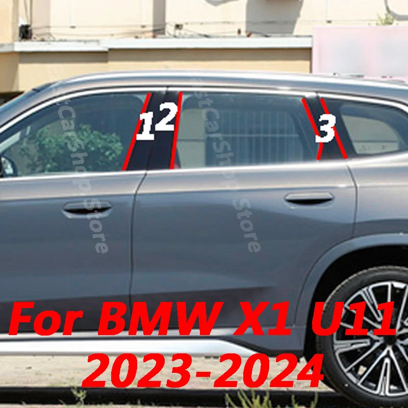 

For BMW X1 U11 2023 2024 Car B C Pillar Middle Central Column PC Window Decoration Glossy Strip Sticker Accessories Cover