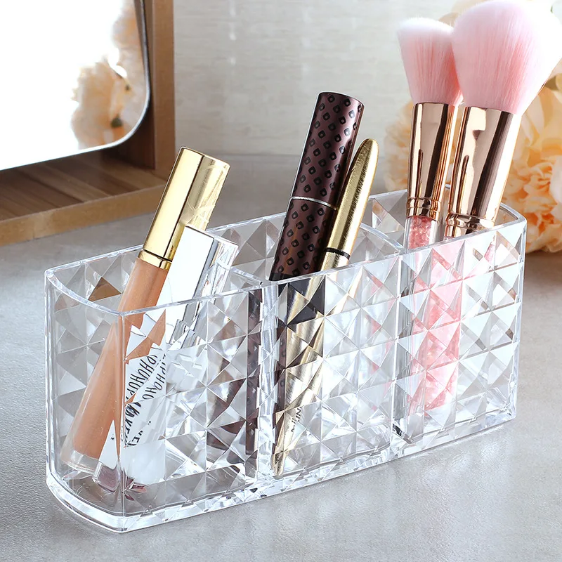 3 Holes Transparent Acrylic Makeup Brush Tool Cosmetic Makeup