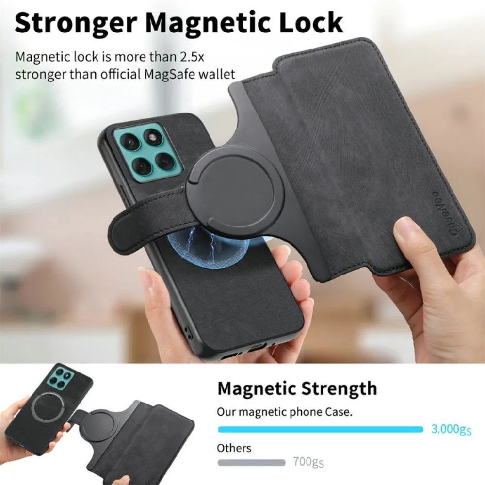 Leather Wallet Flip Case with Magnetic Closure - 2-in-1 Design