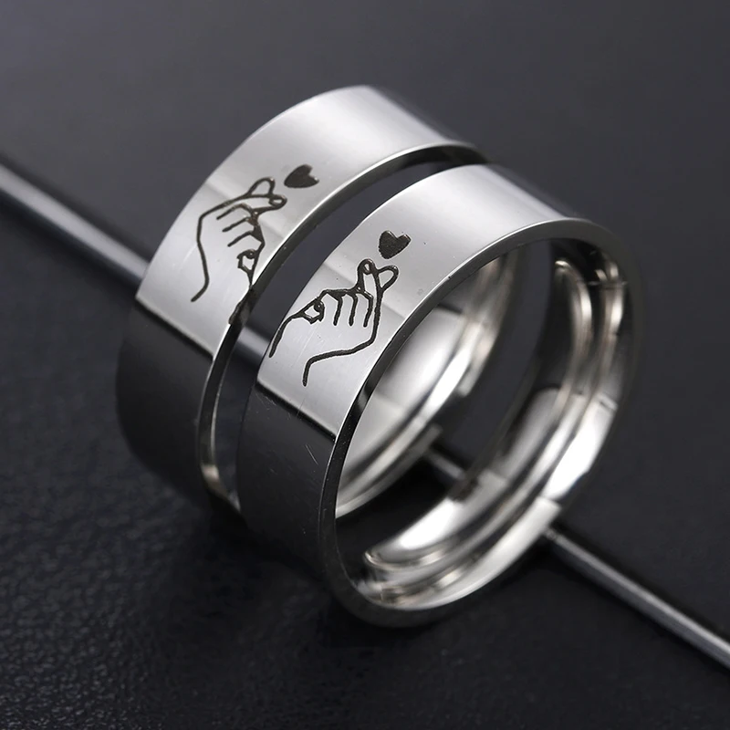 2-piece Fashion Stainless Steel Wedding Ring Silver Color Romatic Design Heart Wedding Couple Valentine's Day Anniversary Gift кабели акустические с разъёмами purist audio design 25th anniversary speaker cable 2 5m banana luminist revision