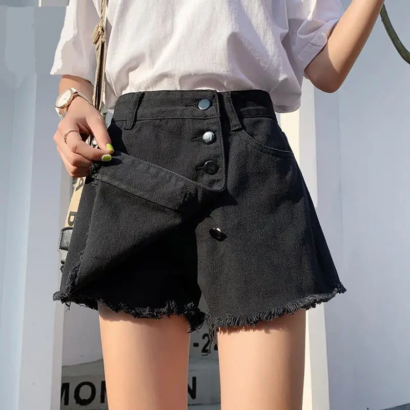 Jupe En Jean Taille Haute Pour Femme - Style Y2K, Coupe Asymétrique Avec Short Intégré, Décontractée Et Tendance (bleu Clair, Noir, Blanc)