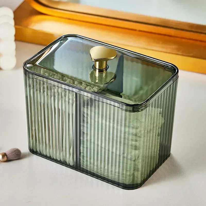 High Quality Cotton Swab Holder Cotton Pad Holder with 3 Compartments Bathroom Vanity Storage Box Makeup Organizer 3