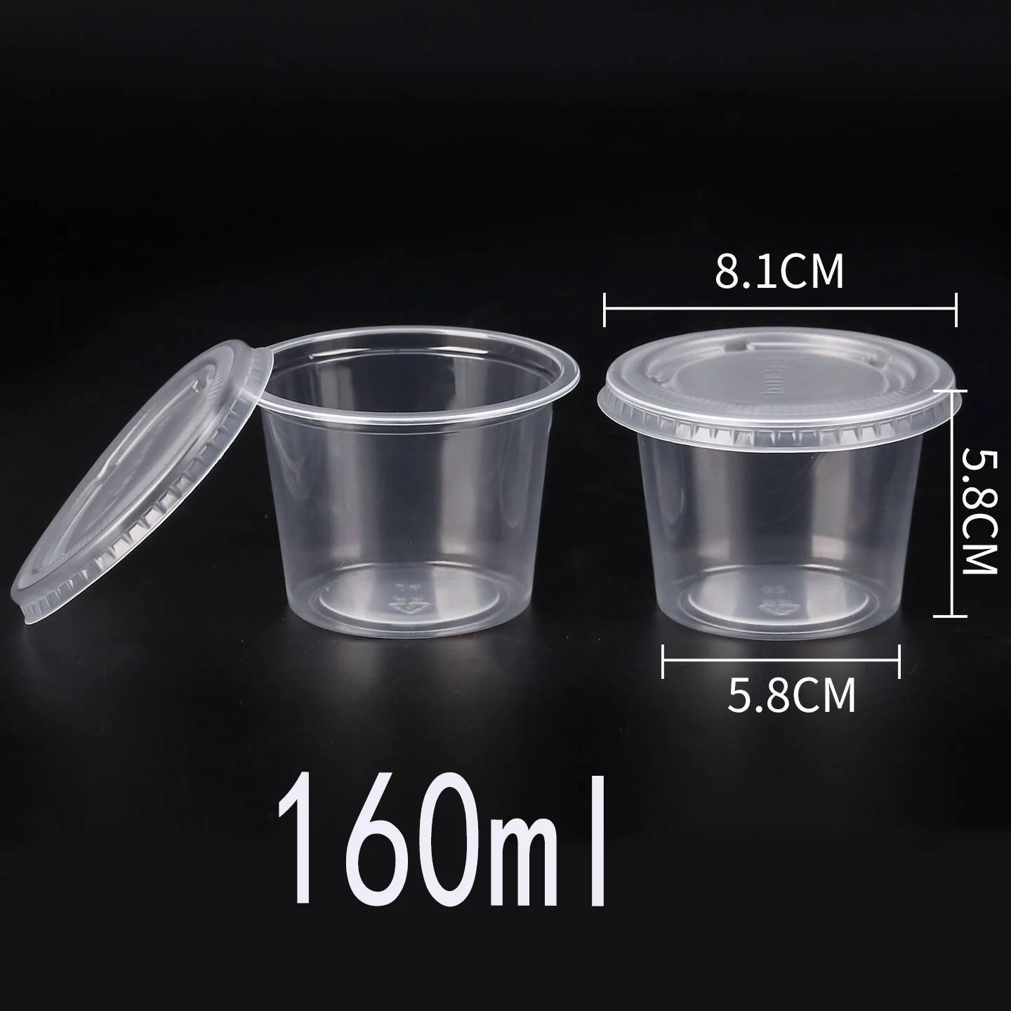 Clear, Durable, Stackable 160ml Disposable Plastic Food Container for Snacks, Sides, Meals, and Sauces