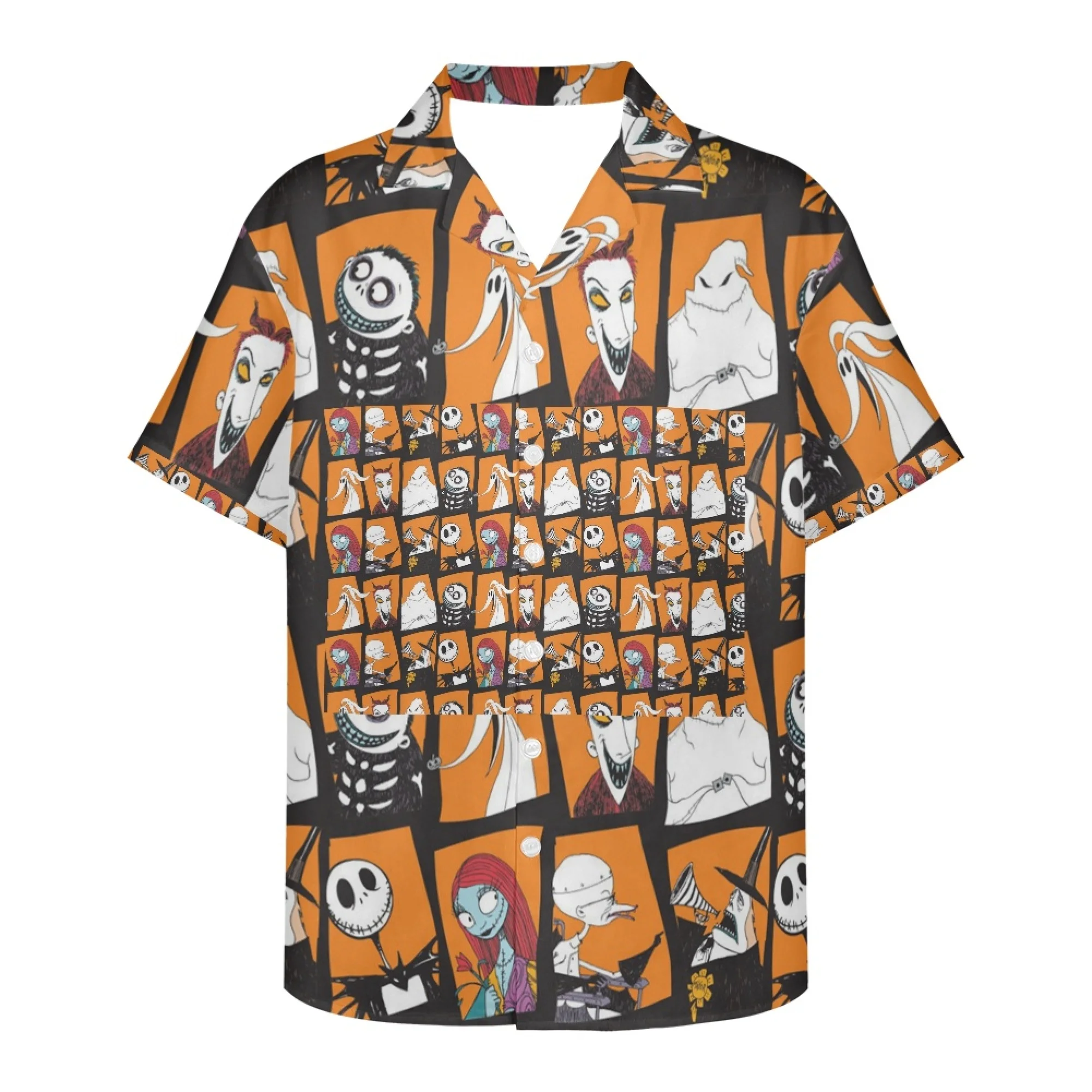 

Новые повседневные рубашки с коротким рукавом и лацканами в полинезийском стиле, модные однобортные рубашки для мужчин и женщин на Хэллоуин