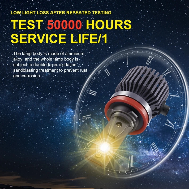 차량용 LED 헤드라이트 전구, 백색 안개등, 300W, 30000LM, 9005 9006, H7, H11, 6000K, P9