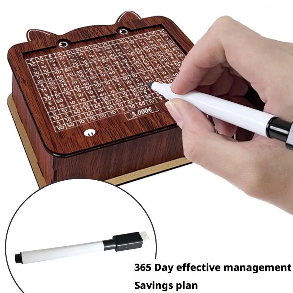 Houten spaarpot met spaardoel voor contant geld_voghion.com