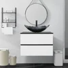Bathroom Vanity, and Wall Mounted Bathroom Vanity, Modern Stylish Floating Cabinet with Silver Leaf Glass Sink 1