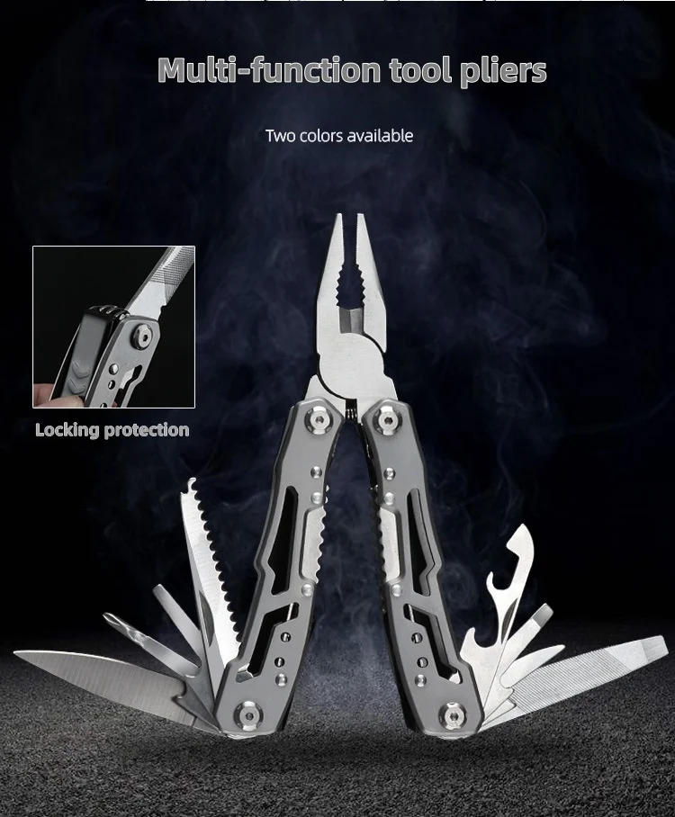 Multifunctional pliers Foldable Side safety lock 12 functions Outdoor camping maintenance tool Multifunctional tool