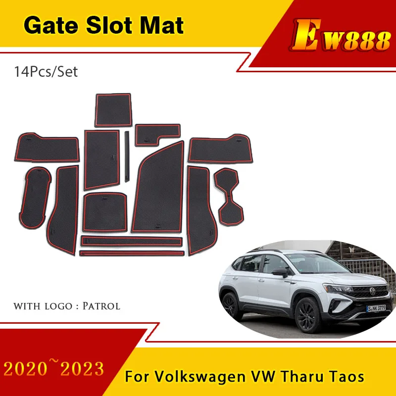 

For Volkswagen VW Tharu Taos 2020 2021 2022 2023 Gate Slot Pad Rubber Door Groove Mats Anti-Slip Cup Cushion Accessories Sticker