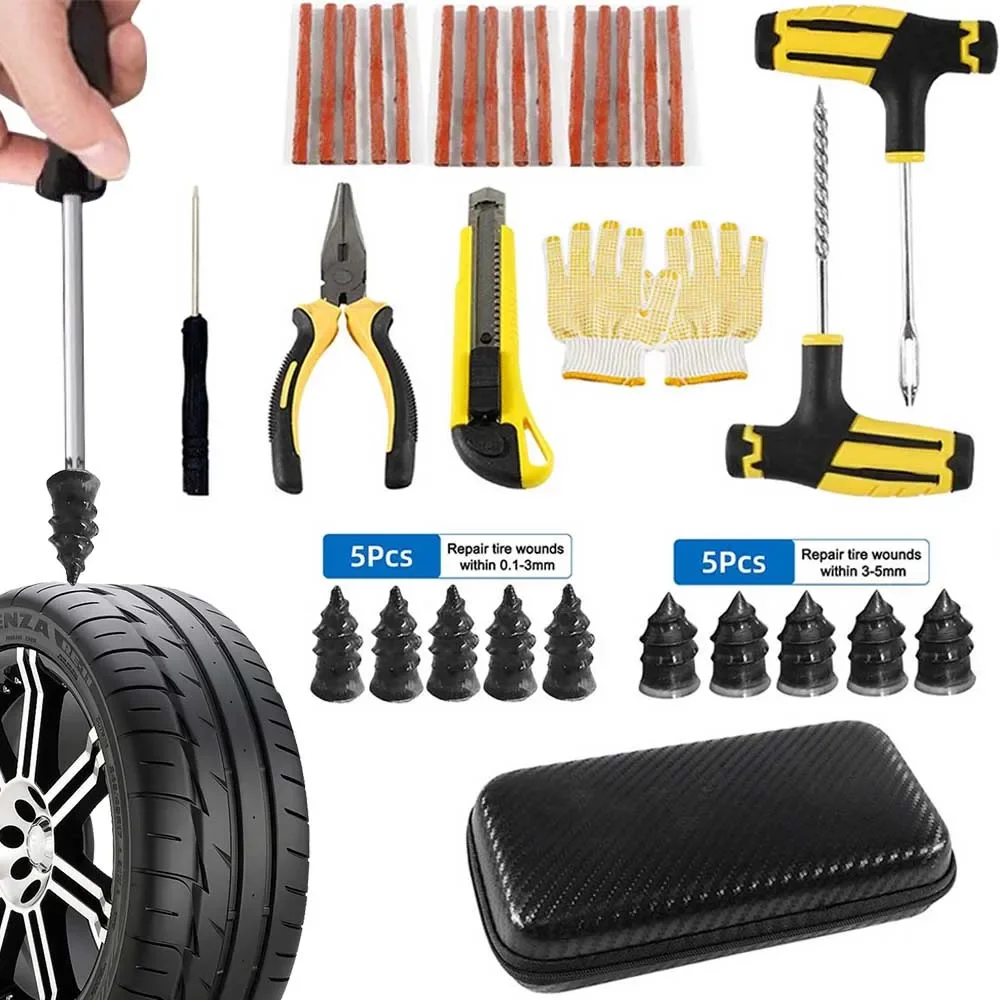 CarTireRepairKitVacuumTyreNailsPuncturePlugToolsTubeless