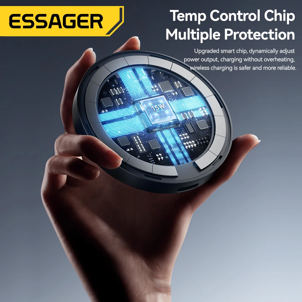 Essager 2-in-1 Magnetic Wireless Charger 15W With Holder Portable Fast Charging For iPhone 16 15 14 Pro Max iWatch Huawei Xiaomi