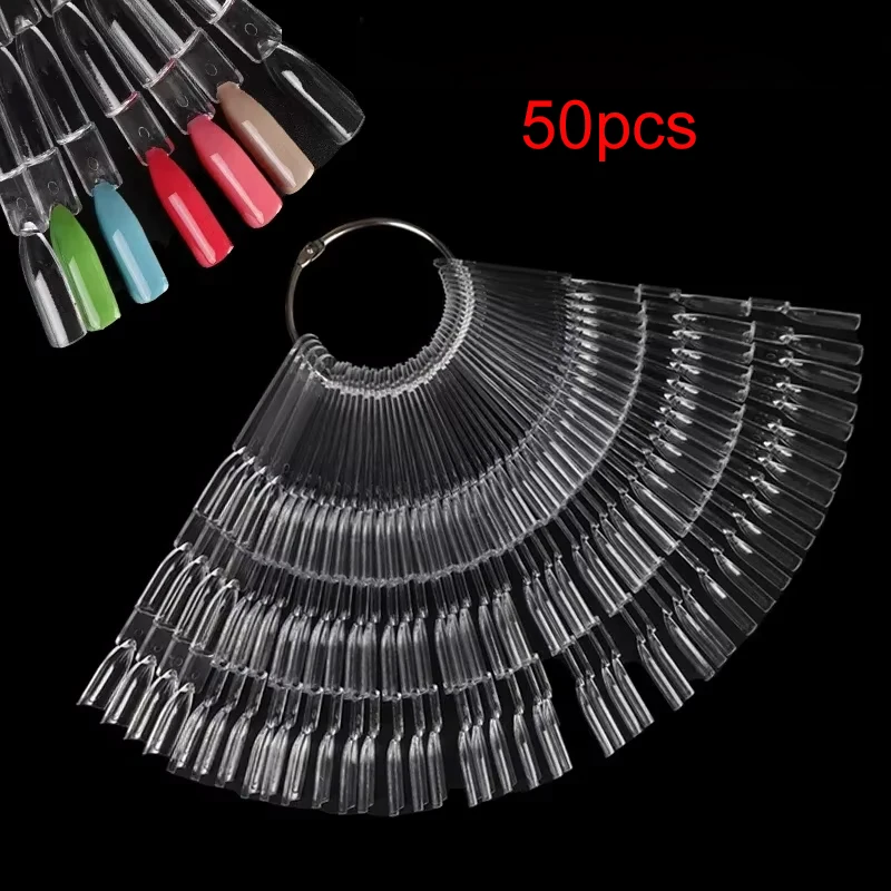 50 Nail Color Cards Clear Nail Color Chart Display Gel Polish Template Art Sample Station Acrylic Palette