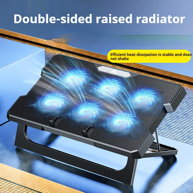

Dual USB ports Six-core Silent Fan Laptop Radiator Dual Adjustment Laptop Cooling Bracket Lifting Folding Cooling Base