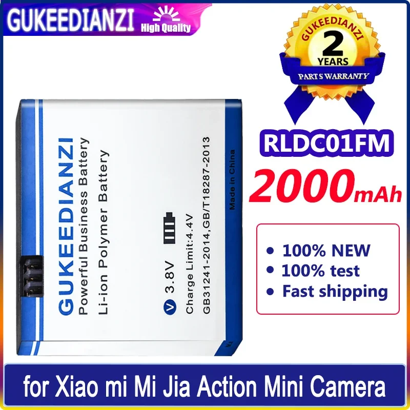 

GUKEEDIANZI Battery RLDC01FM 2000mAh for Xiaomi Mi Jia Action Mini Camera Batteria